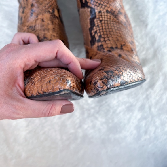 Luca Valentini Made in Italy Brown Camel Reptile OTK Over The Knee Boots 40 - Picture 14 of 17